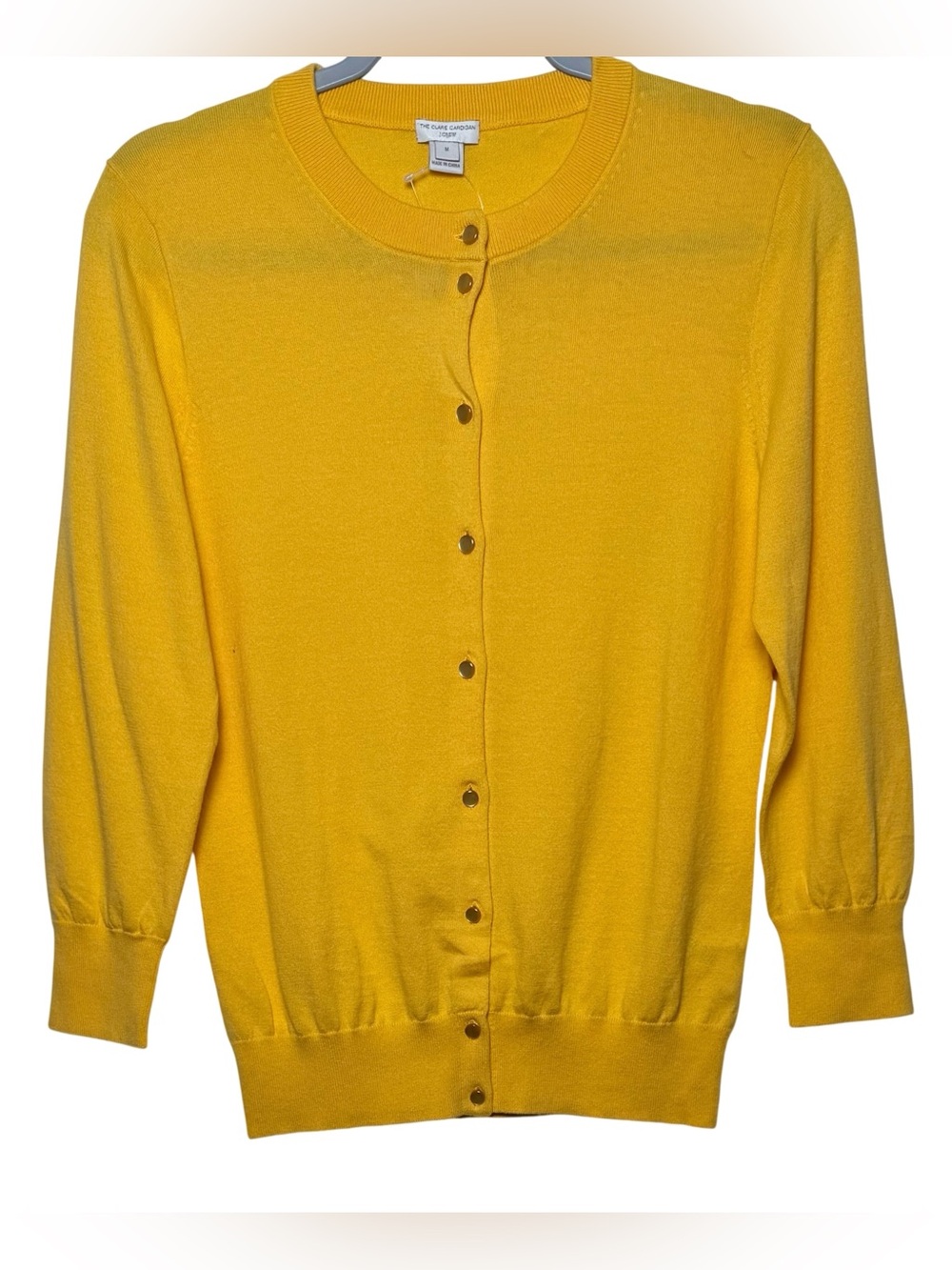J. Crew Bright Yellow Button-Front Crewneck Cotton Women’s Cardigan, Sz M